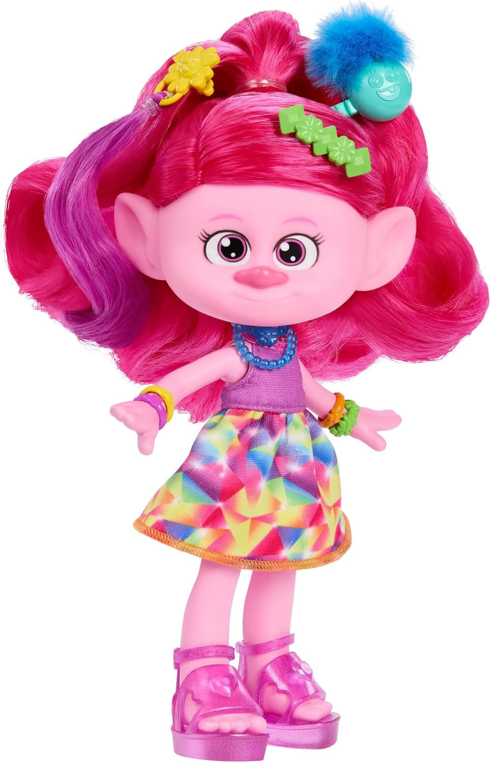 Mattel DREAMWORKS TROLLS Together Strong - smaczna lalka Queen Poppy Fashion - ponad 15 akcesoriów, brokatowy grzebień, zmywalny brokatowy żel, dla dzieci w wieku 3+, lalki HNF25 Naty Shop