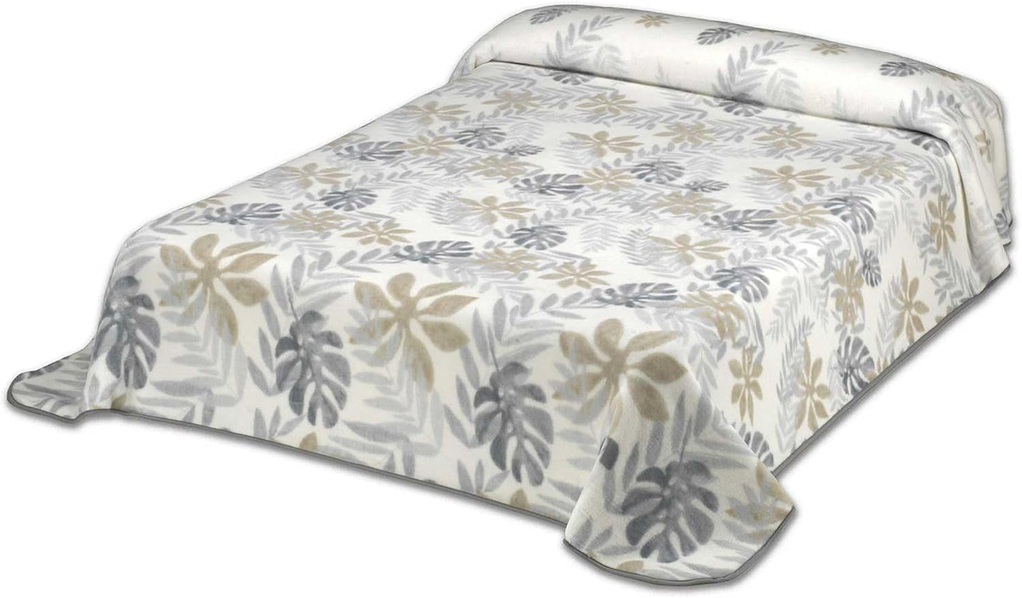 Koc z nadrukiem, duża objętość, 100% poliester, 450 g/m², miękki, na jesień/zimę, Design Harmony N10, 170 x 240 cm, do łóżek 90/105 cm, szare kołdry i kołdry Naty Shop