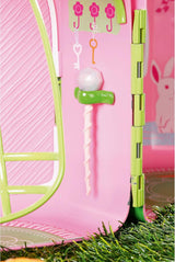 BABY Born Storybook Cottage, składany domek dla lalek 18 cm ze stołem, kominkiem, szezlongiem i teleskopem, różowy zielony, 833803 Zapf Creation Dollhouses Naty Shop