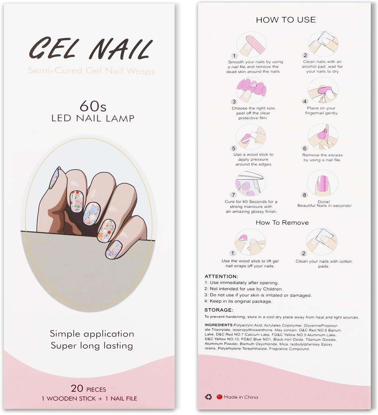 JMEOWIO Nagelfolie UV Härtend Bunter Blumenglitzer Żelowe paski do paznokci UV Nagelsticker Nagelaufkleber Nail Art Dekoration Nageldesign Zubehör
