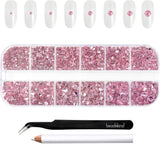 Beadsland 2500 szt. Glas Nailart Strasssteine ​​​​Kristall Flatback Edelsteine ​​​​Runde, ​​Für Handwerk Gemischt 8 Größen SS4 ~ SS30 Mit Picking Pinzette Und Stift (Kristall Weiss)