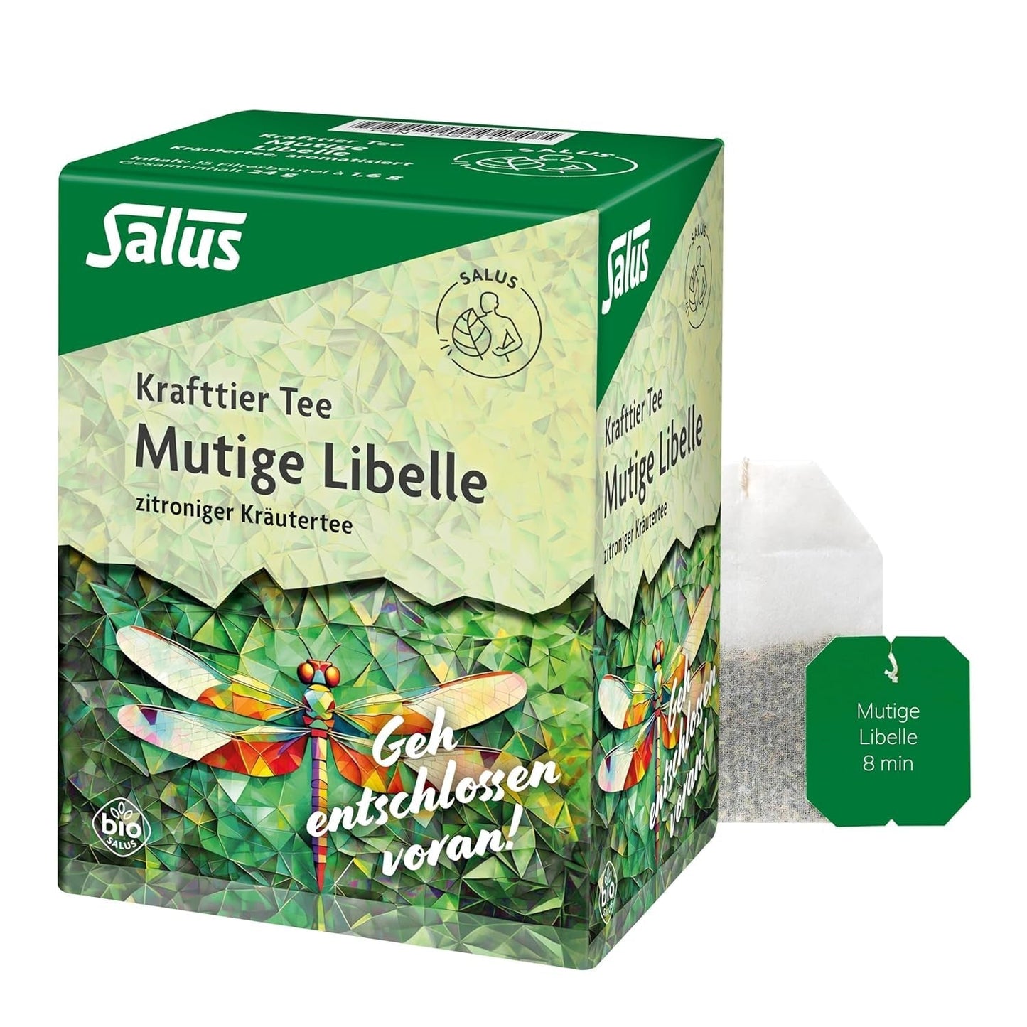 Salus - Herbata Krafttier - Brave Dragonfly - 1X 15 worków filtrujących (24g) - Herbata ziołowa o smaku cytrynowym - Z dziurawcem - Aromatyzowana - Bio