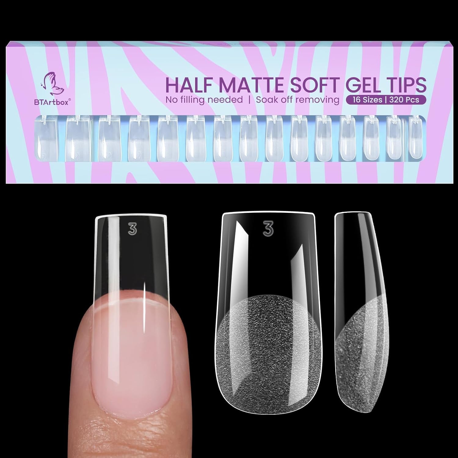 Btartbox Extra Short Migdałowe Tipsy - Full Cover Gel X Soft XS Żelowe Tipsy - Wstępnie ukształtowane Półmatowe Do Salonu Szerokich Paznokci 320 Szt