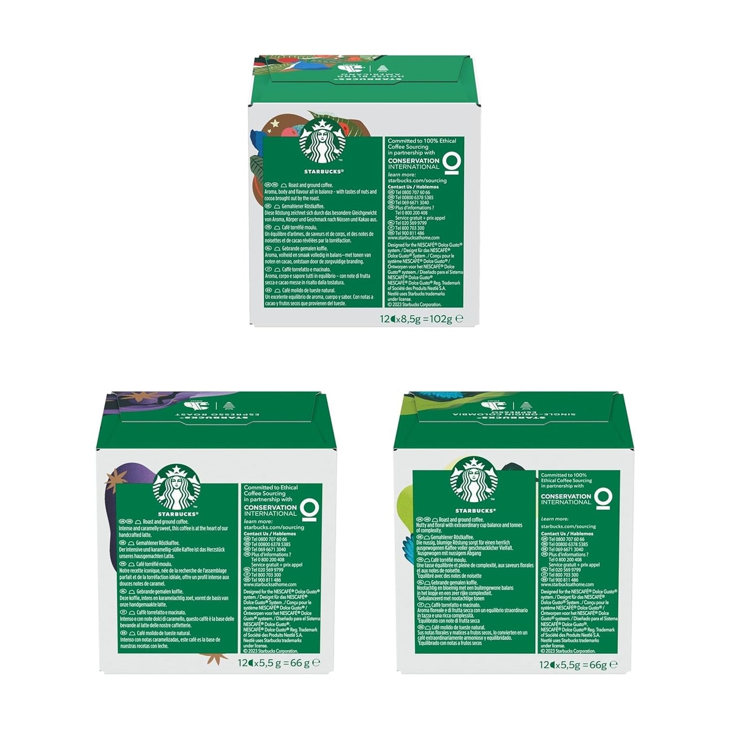 STARBUCKS Probierset, Espresso-Varianten by Nescafé Dolce Gusto Kaffeekapseln 6 x 12 (72 Kapseln) - Exklusiv na Amazon