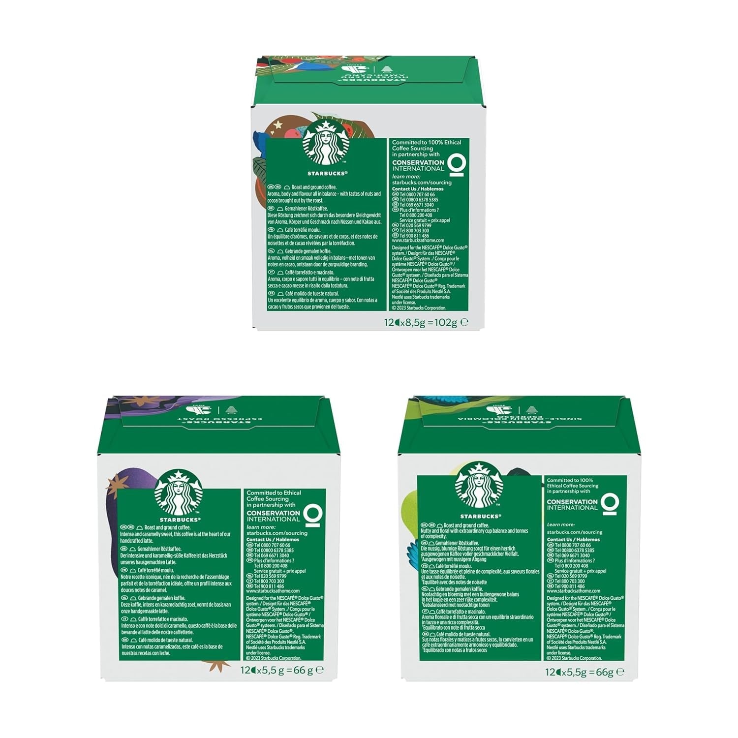STARBUCKS Probierset, Espresso-Varianten by Nescafé Dolce Gusto Kaffeekapseln 6 x 12 (72 Kapseln) - Exklusiv na Amazon