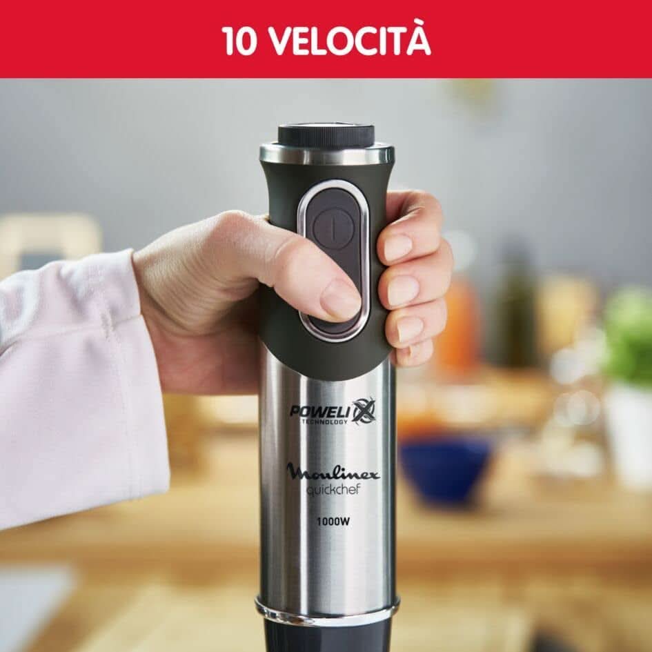 DD6558 DD655810 Quickchef Tauchmikser 3 w 1, technologia Powelix, 3 Zubehörteile, Edelstahl, Stahl/Schwarz Kitchen Naty Shop