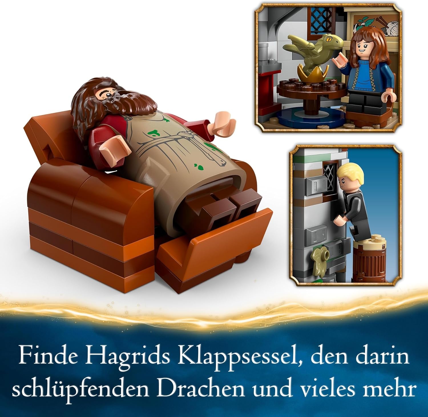 LEGO Harry Potter Chatka Hagrida: Niespodziewana wizyta Zestaw z 5 minifigurkami i 2 figurkami zwierząt, prezent dla kobiet i mężczyzn, magiczna zabawka przygodowa, zestaw fantasy 76428 Zestawy do budowania Beuche den LEGO-Store