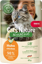 Mokra karma dla kotów MERA Cats Nature Sensitive z kurczakiem 12x85g | Monobiałkowe, bez cukru i bez zbóż | Wysoka zawartość mięsa i lekkostrawna mokra karma dla kotów
