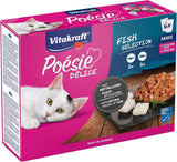 Vitakraft Poésie Délice, Fish Selection, Nassfutter Katze, Katzennassfutter w sosie, mit Seelachs, mit Kabeljau, ohne Zusatz von Zucker und Getreide (1 pakiet z 6x 85g)