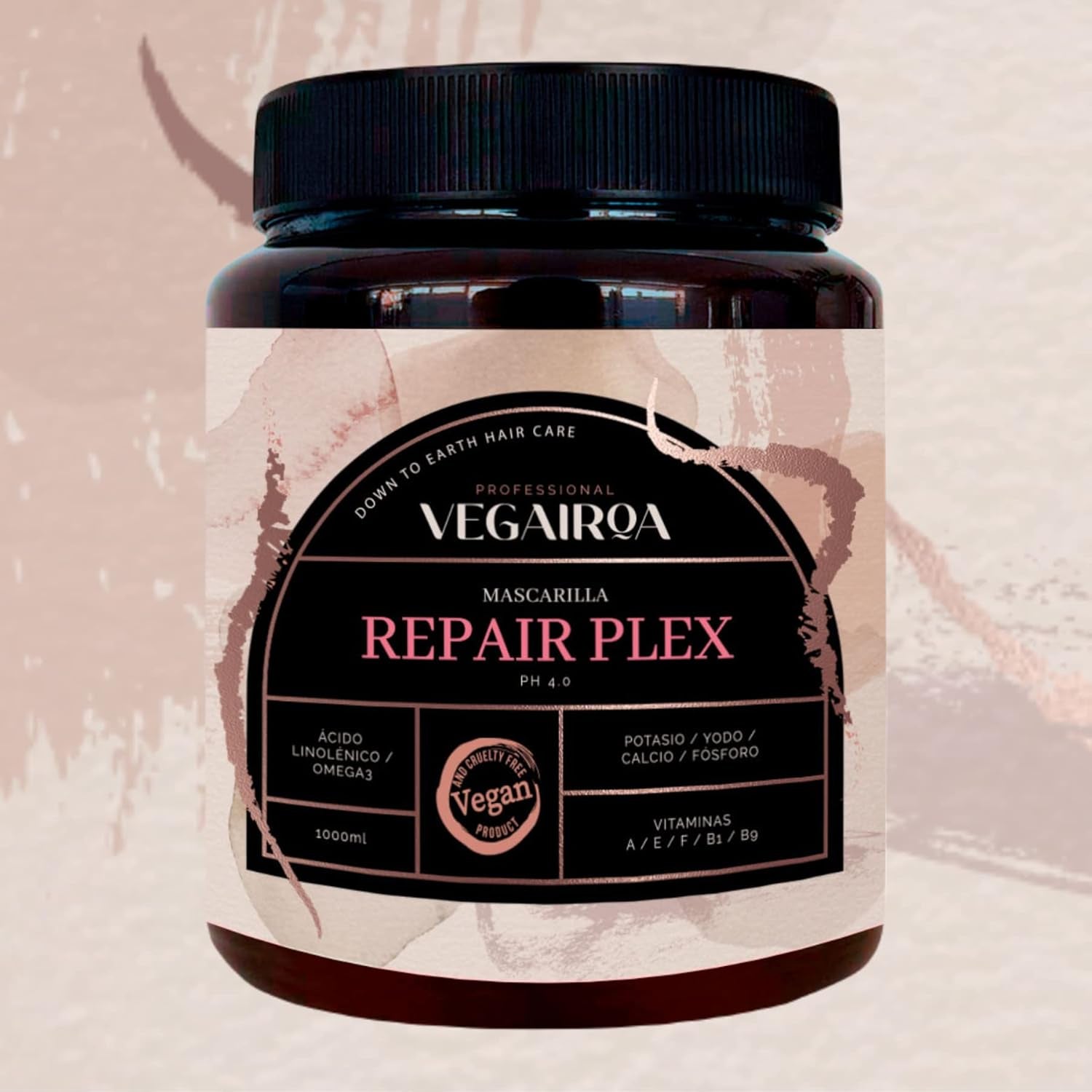 VEGAIROA - Repair Plex Mask - Maska ekstremalnie naprawcza - Nawilżająca i odżywcza - Ochrona przed puszeniem - Do włosów poddanych zabiegom chemicznym - Profesjonalny wegański produkt fryzjerski - 1000g Naty Shop Hair Mask