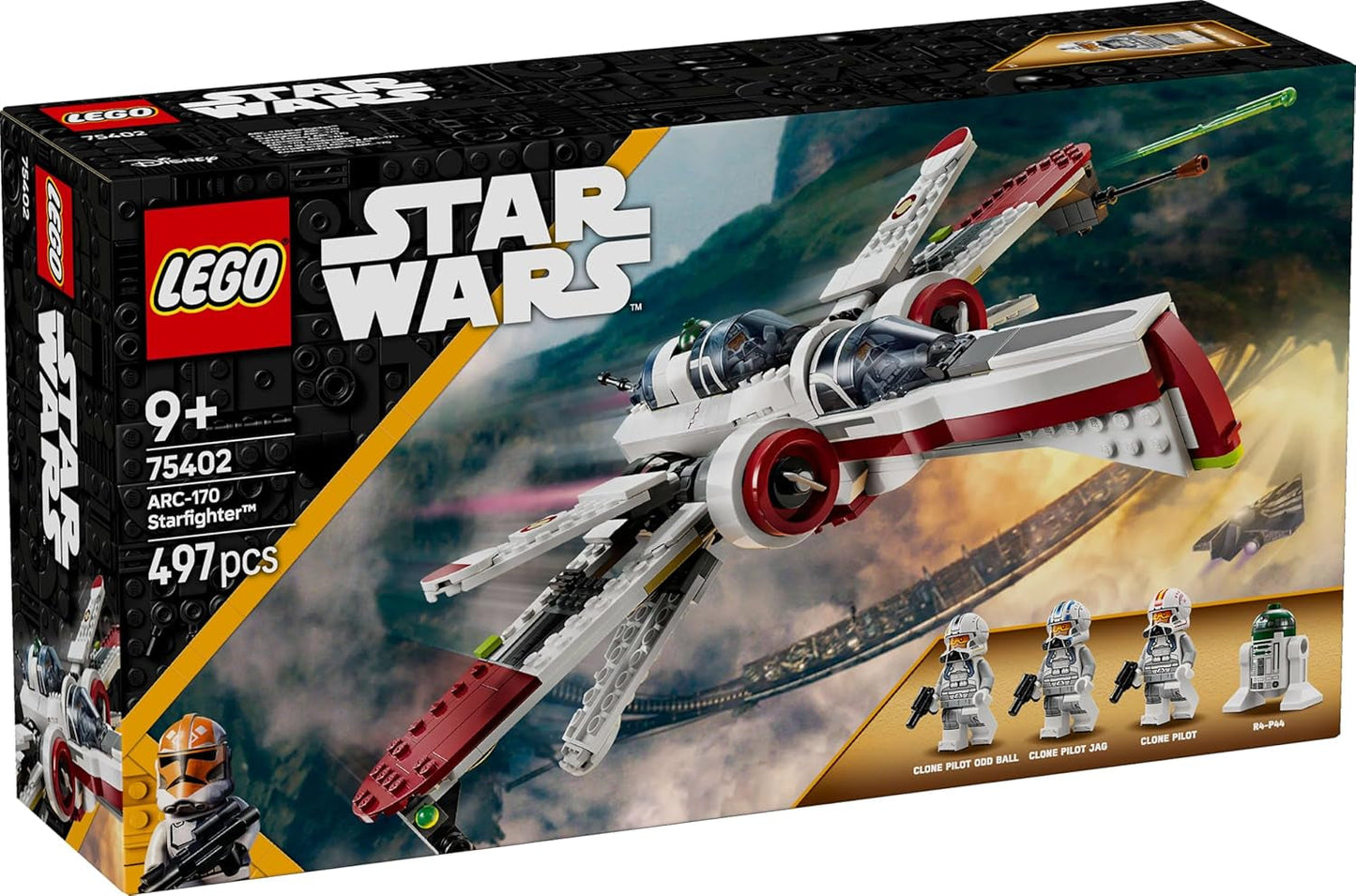 LEGO Star Wars 75402 ARC-170 Starfighter Zabawka z 4 minifigurkami, w tym klonem pilota i droidem R4-P44, przedmiot kolekcjonerski, prezent dla fanów Zemsty Sithów oraz chłopców i dziewcząt w wieku od 9 lat Zestawy do budowania Beuche den LEGO-Store
