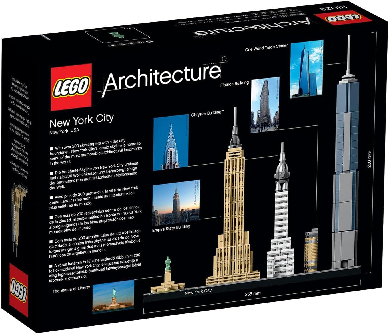 Zestaw LEGO Architecture Nowy Jork, model panoramy miasta z World Trade Center i Statuą Wolności, rękodzieło dla dorosłych, dekoracje do domu i biura, prezenty dla kobiet i mężczyzn 21028 Zestawy do budowania Besuche w sklepie LEGO