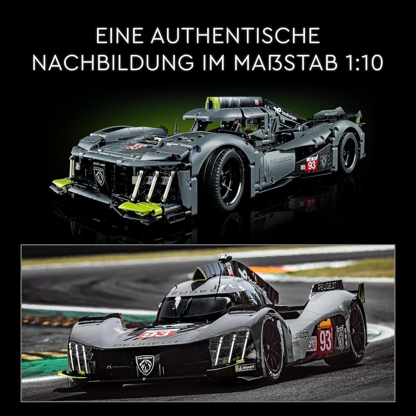 LEGO 42156 Technic Peugeot 9X8 24H Le Mans Hybrid Hypercar Legendarny samochód wyścigowy Zestaw modeli do składania dla dorosłych Samochody do sportów motorowych w skali 1:10 Kolekcjonerskie dla zaawansowanych graczy Zestawy do budowania Kup w sklepie LEGO