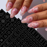 6 arkuszy Szablon aerografu Naklejki na paznokcie, Motyl Płomień Gwiazdy Serce Gwiazdy Naklejki na paznokcie Szablon do drukowania Narzędzie Nail Art Samoprzylepne naklejki dla kobiet Naklejki do zdobienia paznokci