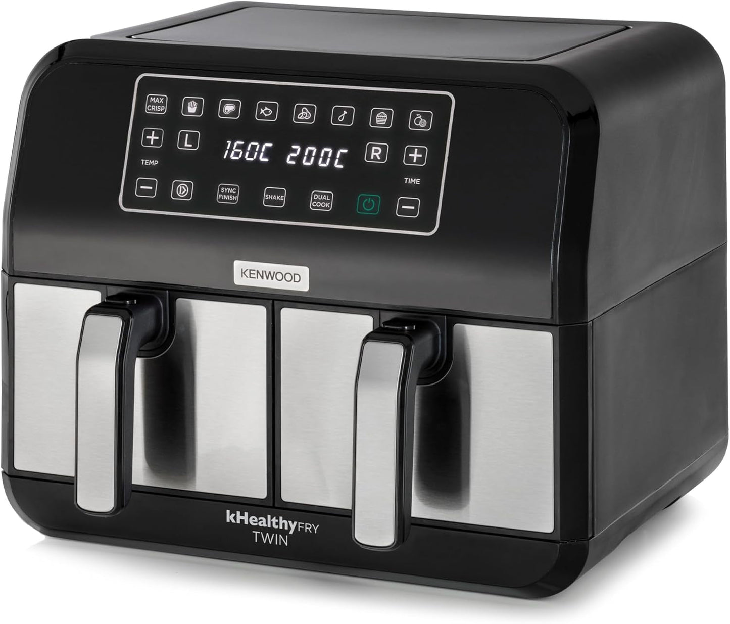 Kenwood Khealthy Twin Airfryer, 8L (2X4L), podwójna komora, 8 programów, funkcja Dual Cook & Sync Finish, ekran dotykowy
