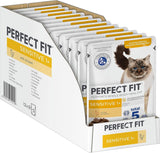 Mokra karma dla kotów Perfect Fit Sensitive 1+ z kurczakiem w sosie, 12 saszetek, 12 x 85 g - Mokra karma premium dla wrażliwych kotów od 1 roku, bez pszenicy i soi, wspomagająca trawienie