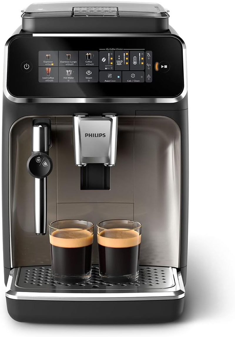 Ekspres automatyczny PHILIPS seria 2200 - 2 specjalności kawowe, wyświetlacz dotykowy, klasyczny spieniacz do mleka, młynek ceramiczny, czarny mat (EP2220/10)