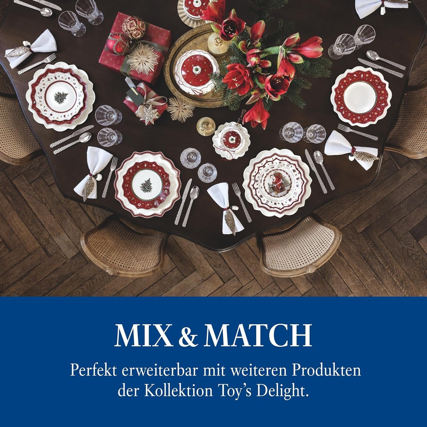 Villeroy & Boch — zestaw do sosów Toy's Delight, 4 szt., półmisek z miseczkami, zestaw misek na bożonarodzeniowy sos, dekoracja stołu z zabawkami, taca do serwowania, miski, świąteczna zastawa stołowa, porcelana Premium