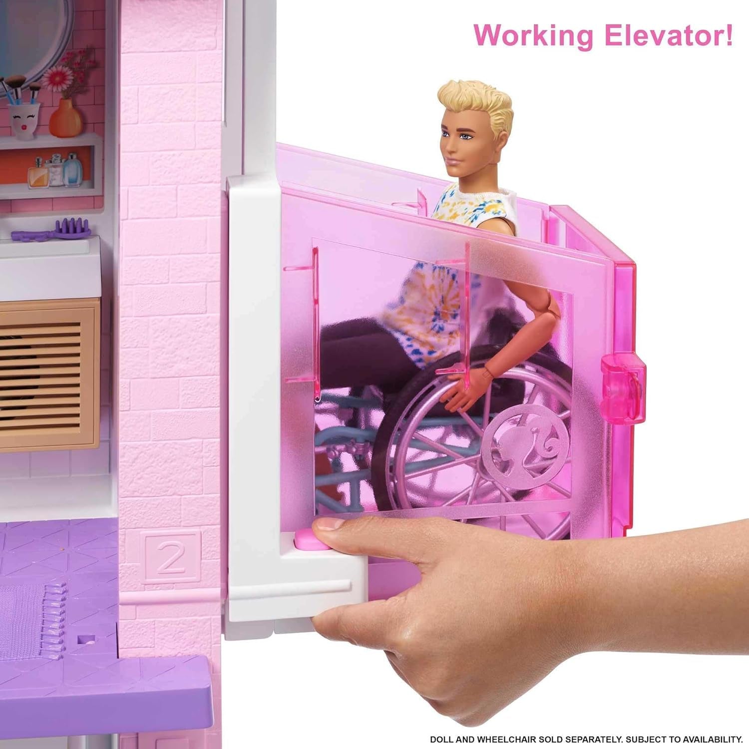 Dom marzeń Barbie (114 cm), 3-piętrowy domek dla lalek, basen, zjeżdżalnia, winda dla wózków inwalidzkich, 75 akcesoriów, lalki, odpowiedni jako prezent dla dzieci w wieku od 3 lat i starszych, GRG93