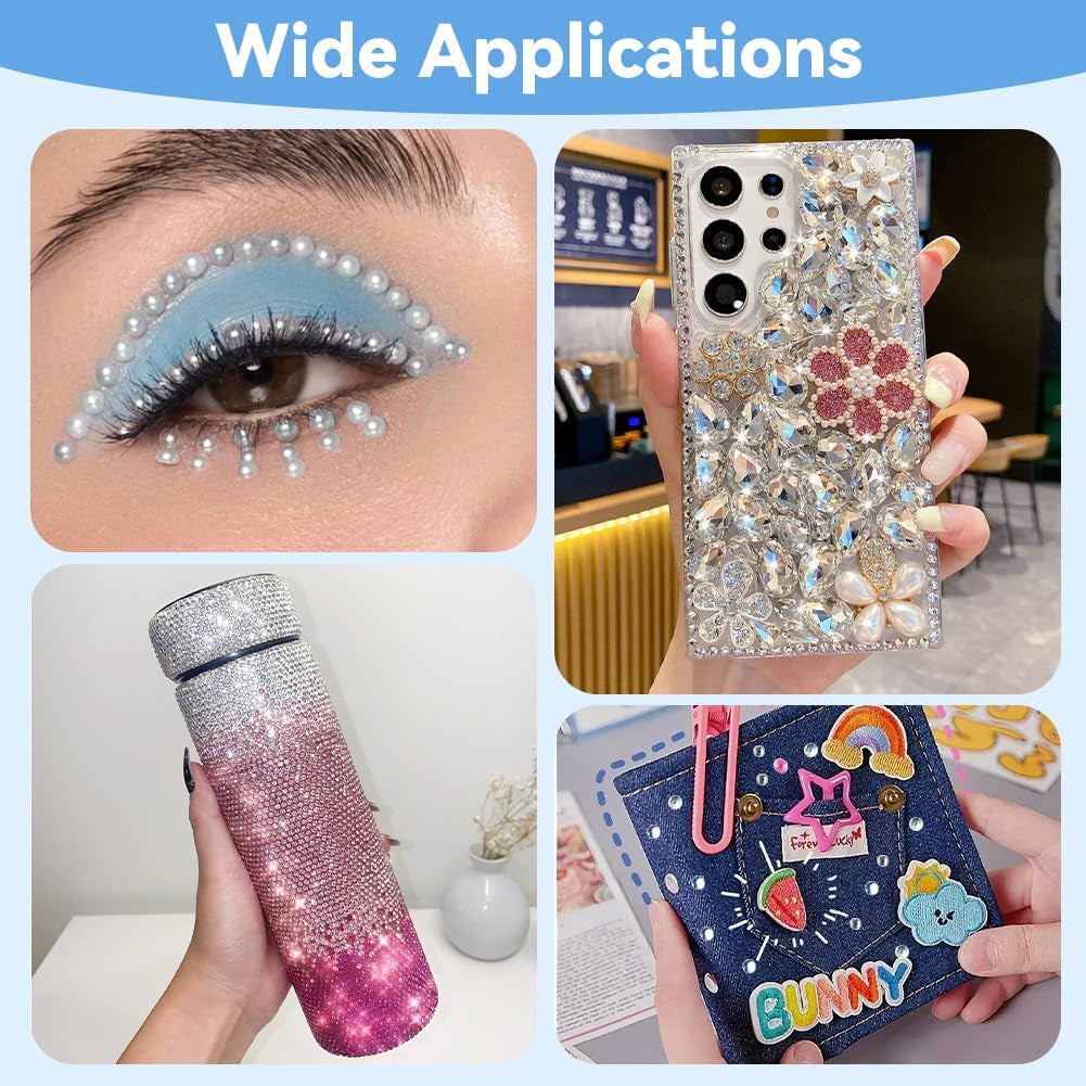 Harz Strasssteine ​​4200 szt. Strass Kristalle 1Mm-5Mm Gemischte Kinder Bastelsachen Kit Mit Strass Mit Picking Pinzette Und Stift Für DIY Nägel Kleidung Kunsthandwerk Gemischt Becher Party (A)
