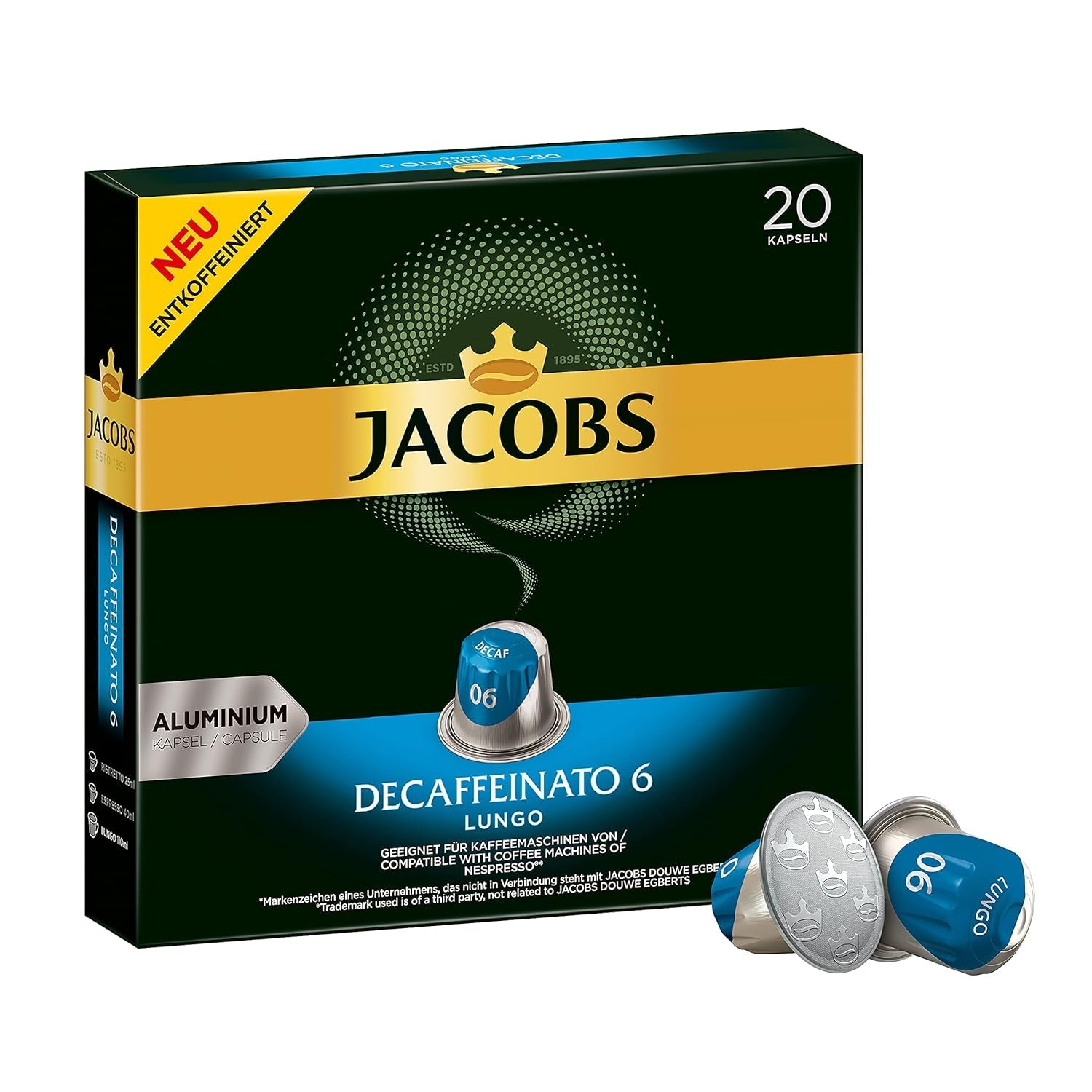 Kaffeekapseln Espresso Ristretto, Intensität 12 von 12, 10 x 20 Getränke & Kaffeekapseln Lungo Decaffeinato- Intensität 6- 200 Kapseln kompatybilny z Nespresso, 10er Pack, 10 x 20 Getränke