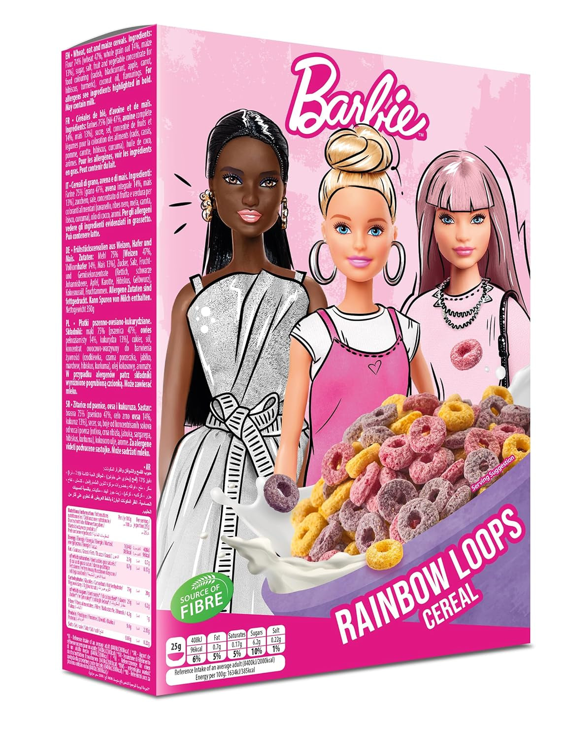 Świnka Peppa Honey Loops Płatki zbożowe, Knusprige Vollkorn Frühstückscerealien Mit Zugesetzten Witaminy, opakowanie 1Er (1 X 375 g) Płatki zbożowe Naty Shop Barbie