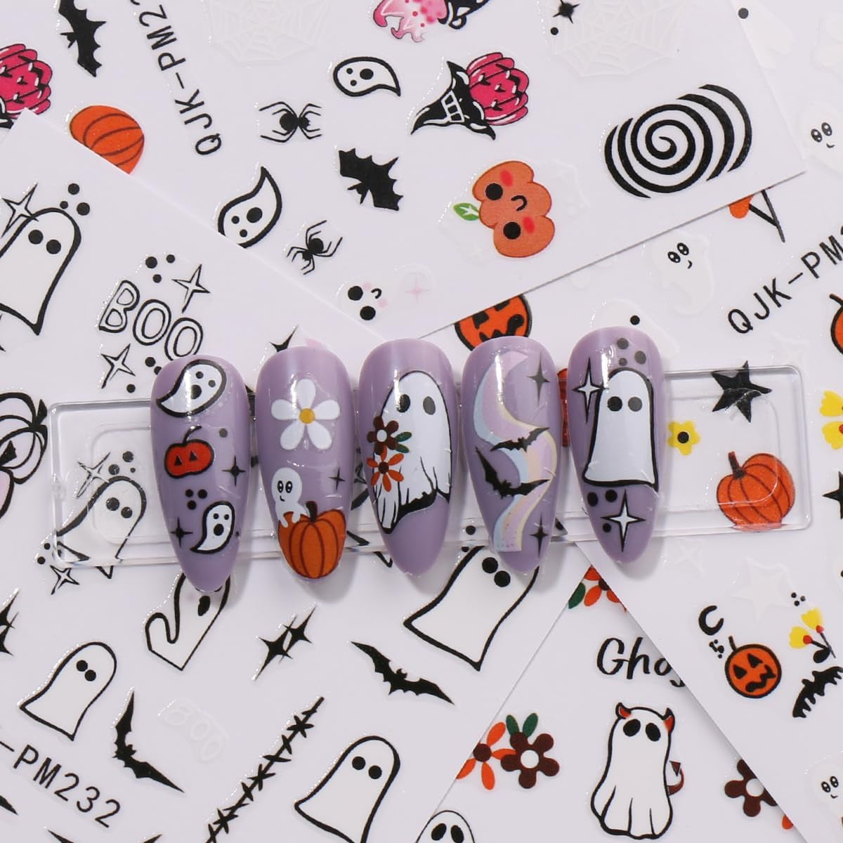 JMEOWIO Nagelsticker Halloween 9 Blatt Nail Art Naklejka Selbstklebend Nagelaufkleber Süßes Gespens Kürbis Dekoration Nageldesign Zubehör