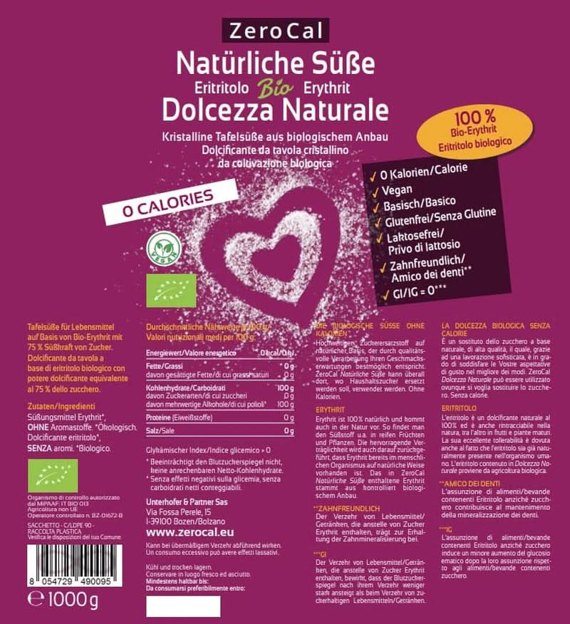 Zerocal - Organiczny erytrytol 1KG Słodziki Naty Shop
