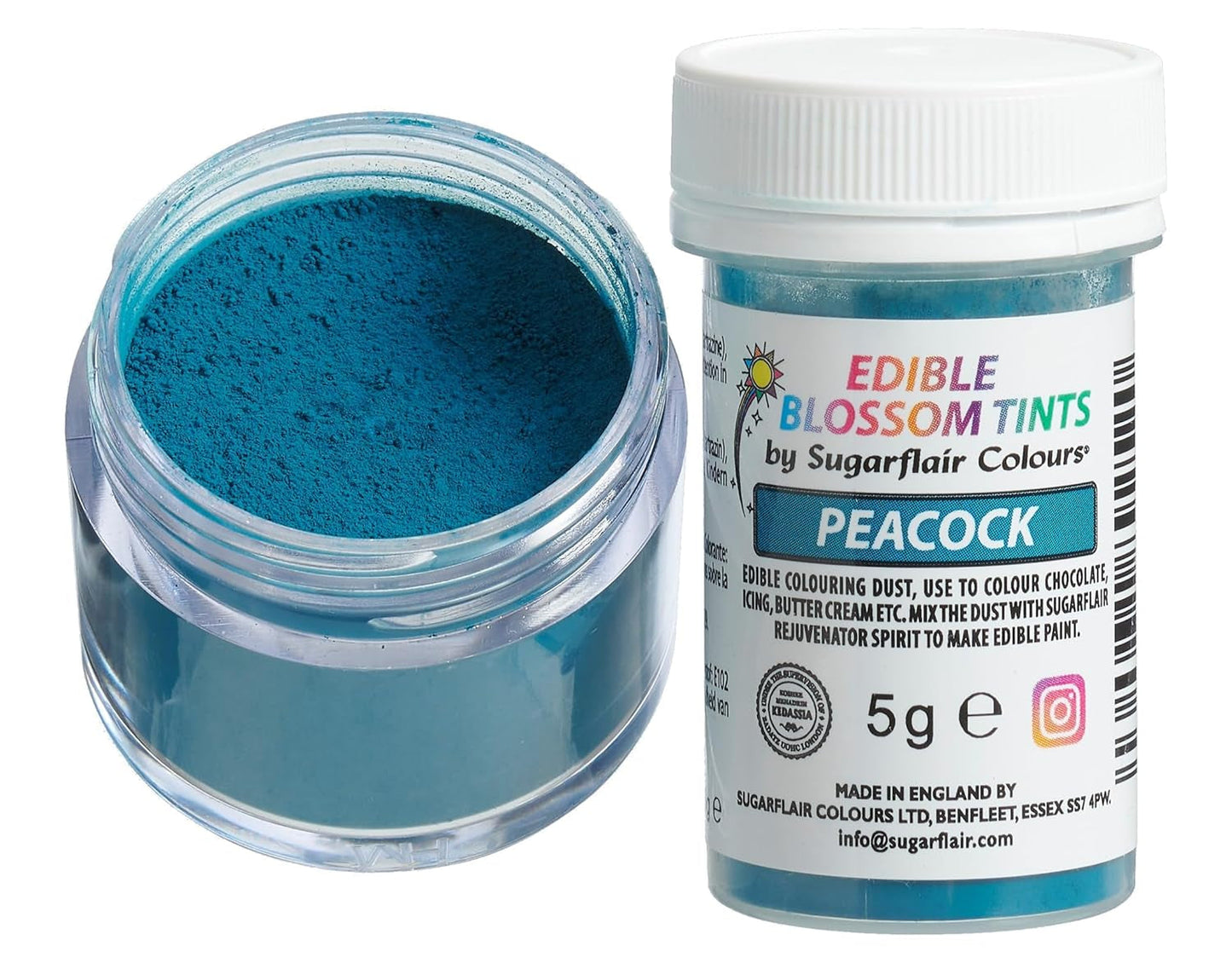 Sugarflair Blossom Tint Dust Peacock Barwnik spożywczy w proszku - Barwnik spożywczy w proszku do dekorowania ciast, pasty cukrowej, kremówki, lukieru, czekolady, kremu maślanego, makaroników i innych - 5G