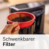 Bosch MyMoment TKA6M273 Ekspres do espresso z filtrem, karafka termiczna 1 l, 8–12 filiżanek, system zapobiegający kapaniu, obrotowy uchwyt filtra, program odkamieniania, wyjmowany zbiornik na wodę, 1200 W, czarny matowy