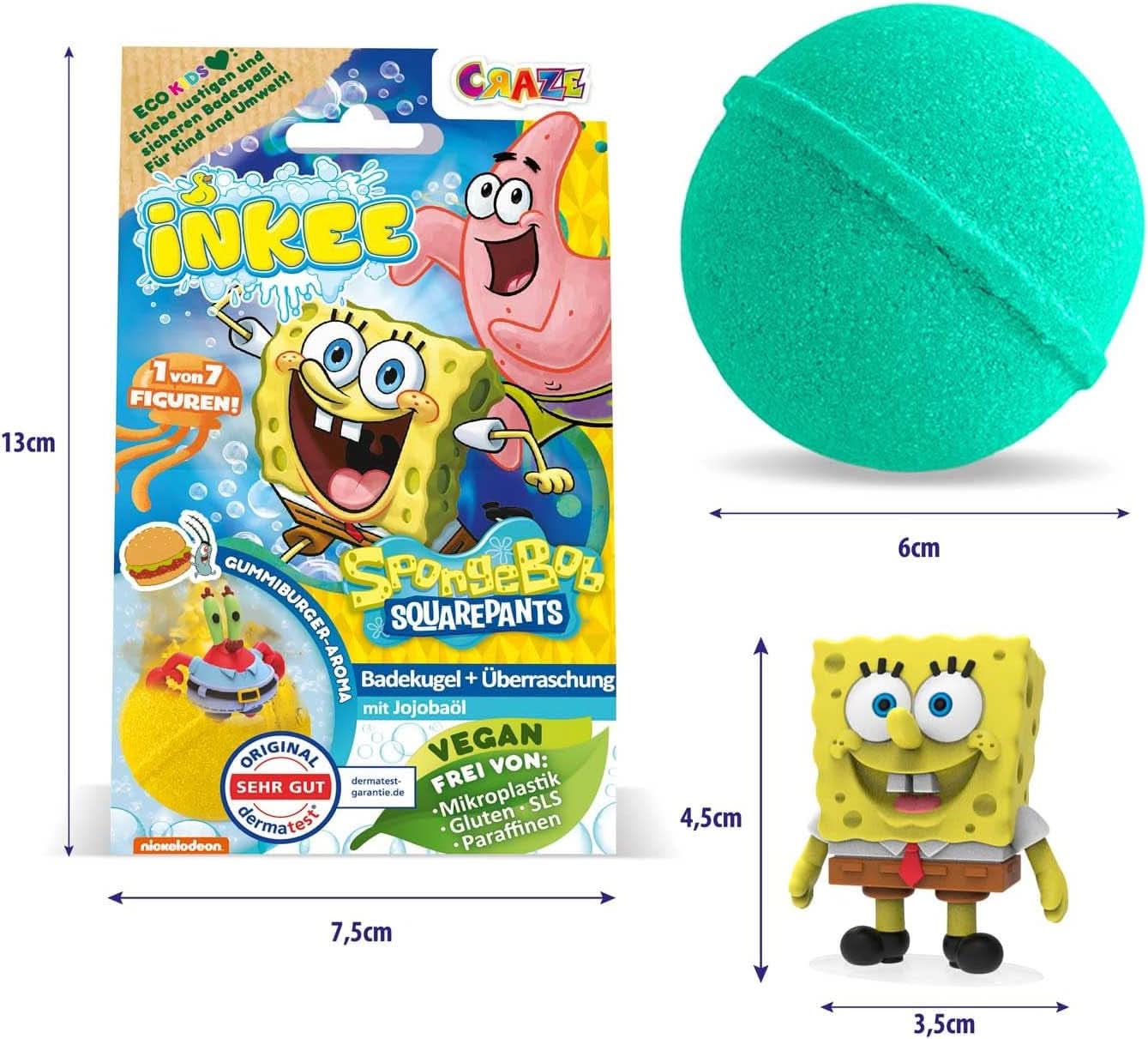 INKEE Spongebob Niespodzianka Bomba do kąpieli dla dzieci Spongebob Kanciastoporty Kolekcjonerska 80 gramów Naty Shop