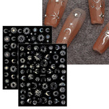 JMEOWIO Nagelsticker Mond Stern Sonne 10 Blatt Nail Art Naklejka Selbstklebend Nagelaufkleber Bunt Dekoration Nageldesign Zubehör