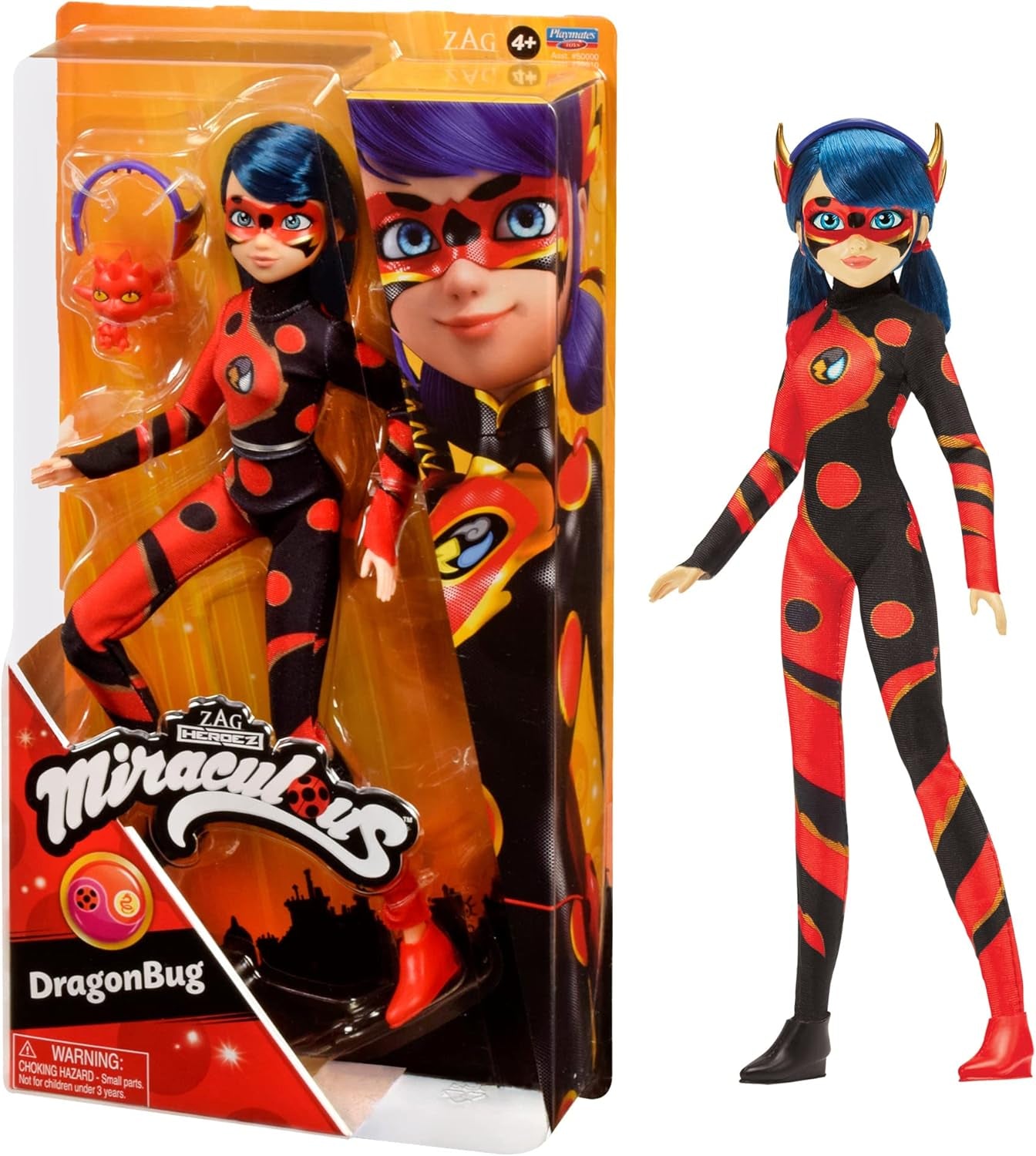Bandai - Cudowna Biedronka - Lalka Marinette Zmiana koloru Niespodzianka - Cudowna lalka z przegubami, 26 cm + 3 niespodzianki - Losowy wzór - P50390 Naty Shop Dragon Bug Dolls