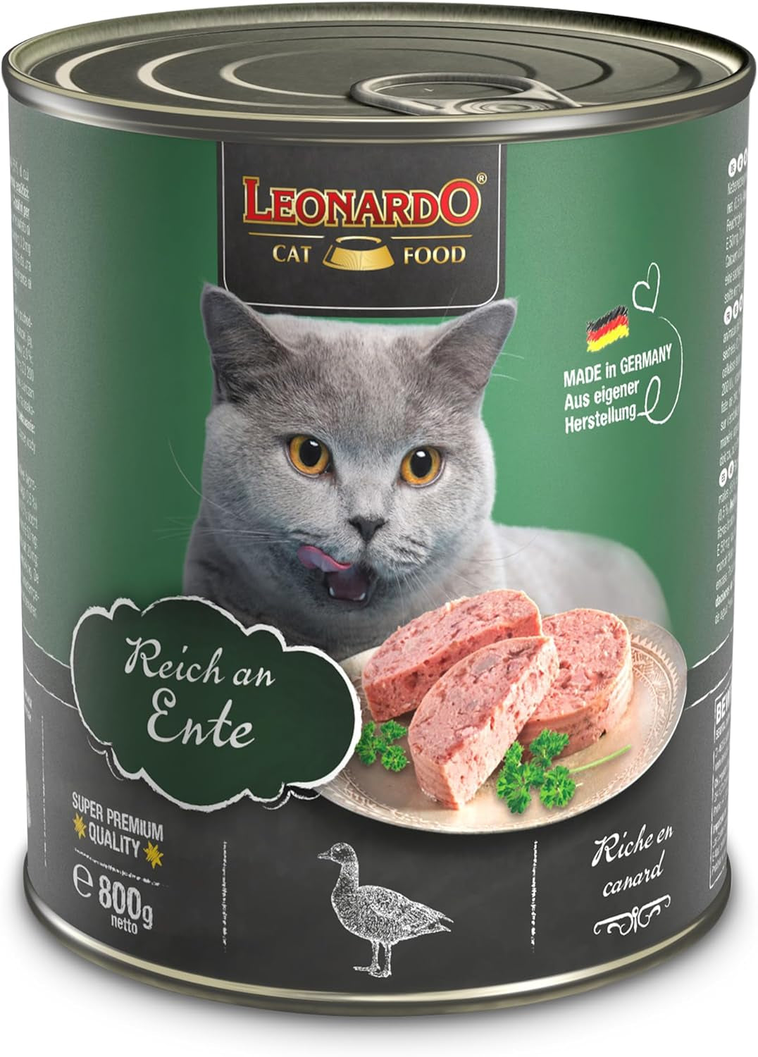 LEONARDO Mokra Karma [6x800g Kaczka] | Bezzbożowa mokra karma dla kotów | Kompletna mokra karma w puszkach