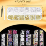 Charms do paznokci, 6 Boxen Gold Silber Nagel Charms 3D Gold Bogen Stern Nail Art Dekoration + 6200 Strasssteine ​​​​Bunt Steine ​​AB Perlen Diamanten, 3D Legierung Bow Nail Gems Nagel Deko Für Frauen Nagel (6-A)