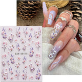 JMEOWIO 3D Nagelsticker Blumen Nail Art Naklejka Selbstklebend Nagelaufkleber 5D Stereoskopisch Frühling Sommer Dekoration Nageldesign Zubehör 4 Blatt