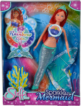 Simba 105733656 - Steffi Love Sparkling Mermaid Doll (39 cm) - Świecąca syrenka zmieniająca kolor Luminous Rainbow Wodoodporna zabawka dla dzieci w wieku 3 lat i więcej