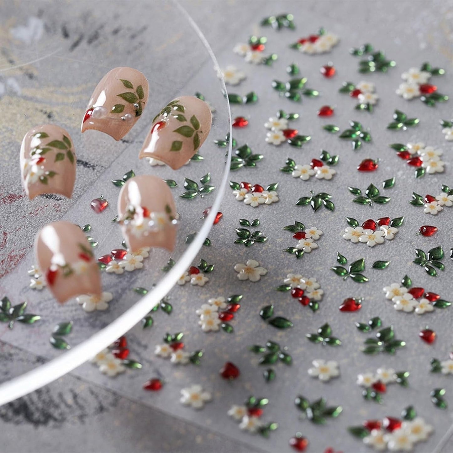 JMEOWIO 3D Nagelsticker Blume Nerdbeerenail Art Naklejka Selbstklebend Nagelaufkleber 5D Stereoskopisch Dekoration Nageldesign Zubehör 1 Blatt