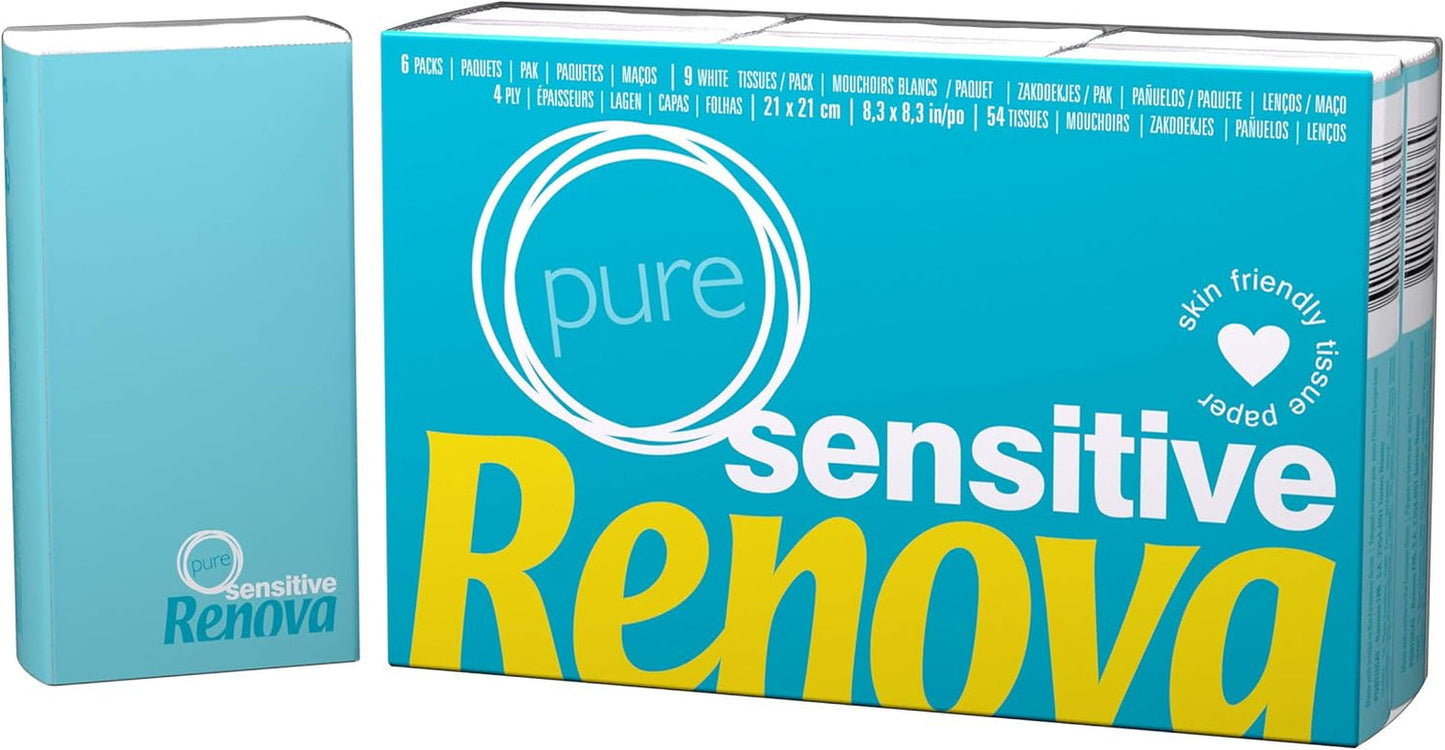 Renova Chusteczki Sensitive Pure - 6 opakowań białych serwetek