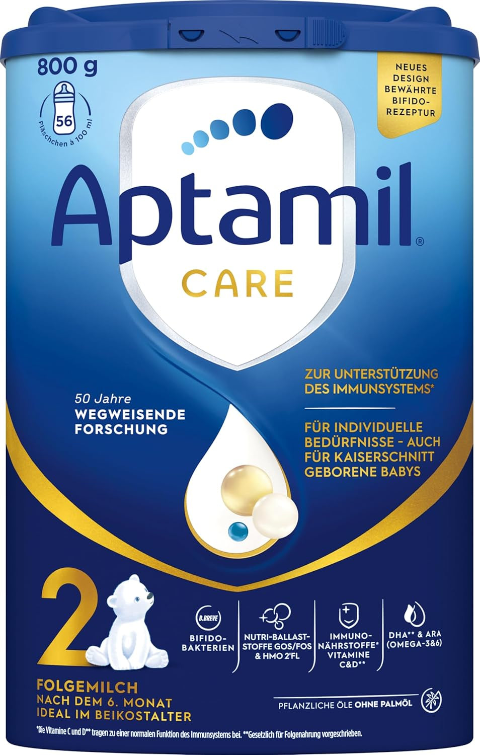 Aptamil Care 2 – Odpowiedni również dla dzieci urodzonych przez cesarskie cięcie – 1 x 800 g