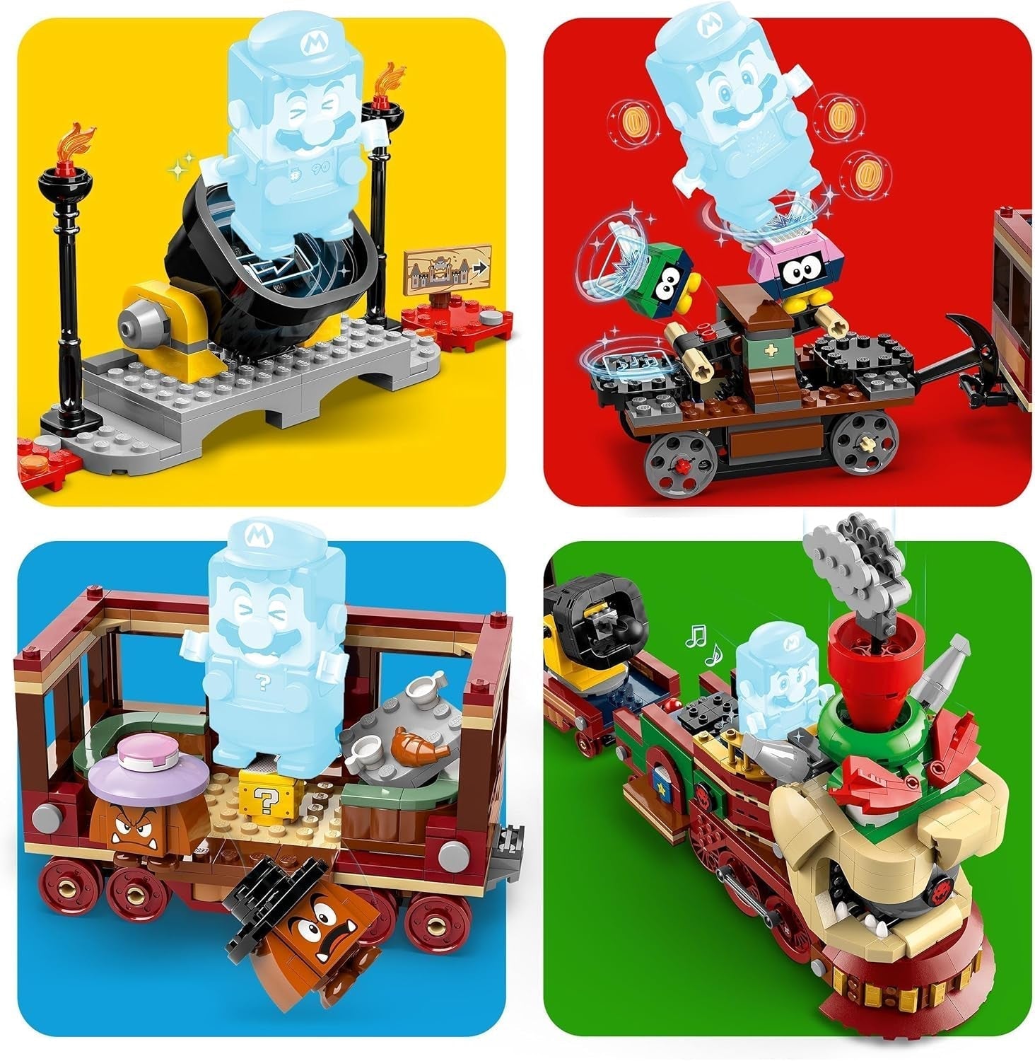 LEGO Super Mario Express Pociąg Bowser Zestaw przygodowy dla dzieci z młotkiem Brat 2 gumby i 2 parapunktury Prezent Nintendo dla chłopców Dziewczęta Gracze 71437 Zestawy do budowania Besuche den LEGO-Store