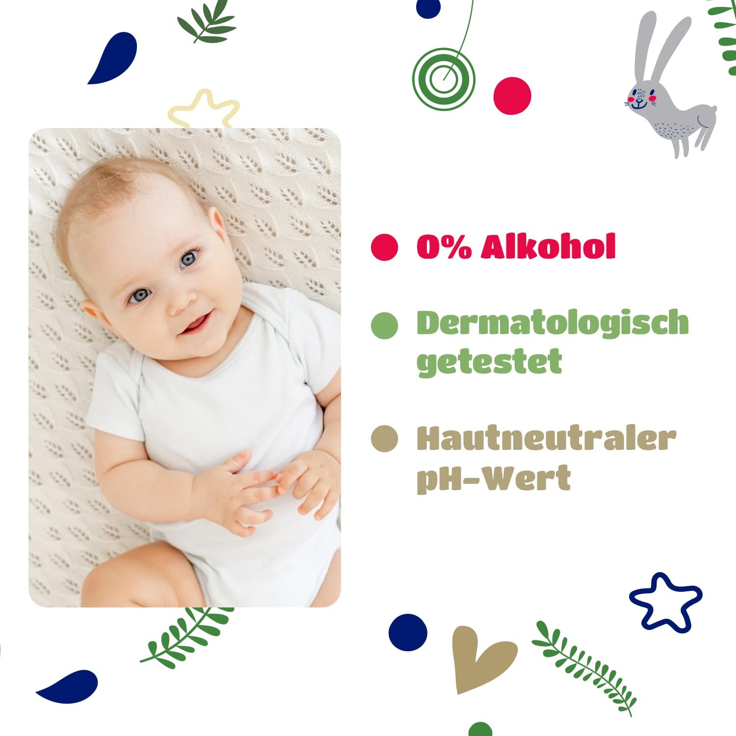 Kindii Natural Balance chusteczki nawilżane dla niemowląt – (1 x 60 szt.) Chusteczki nawilżane dla niemowląt i dzieci – Ochronne, Aloe Vera, Delikatny zapach – 60 szt.