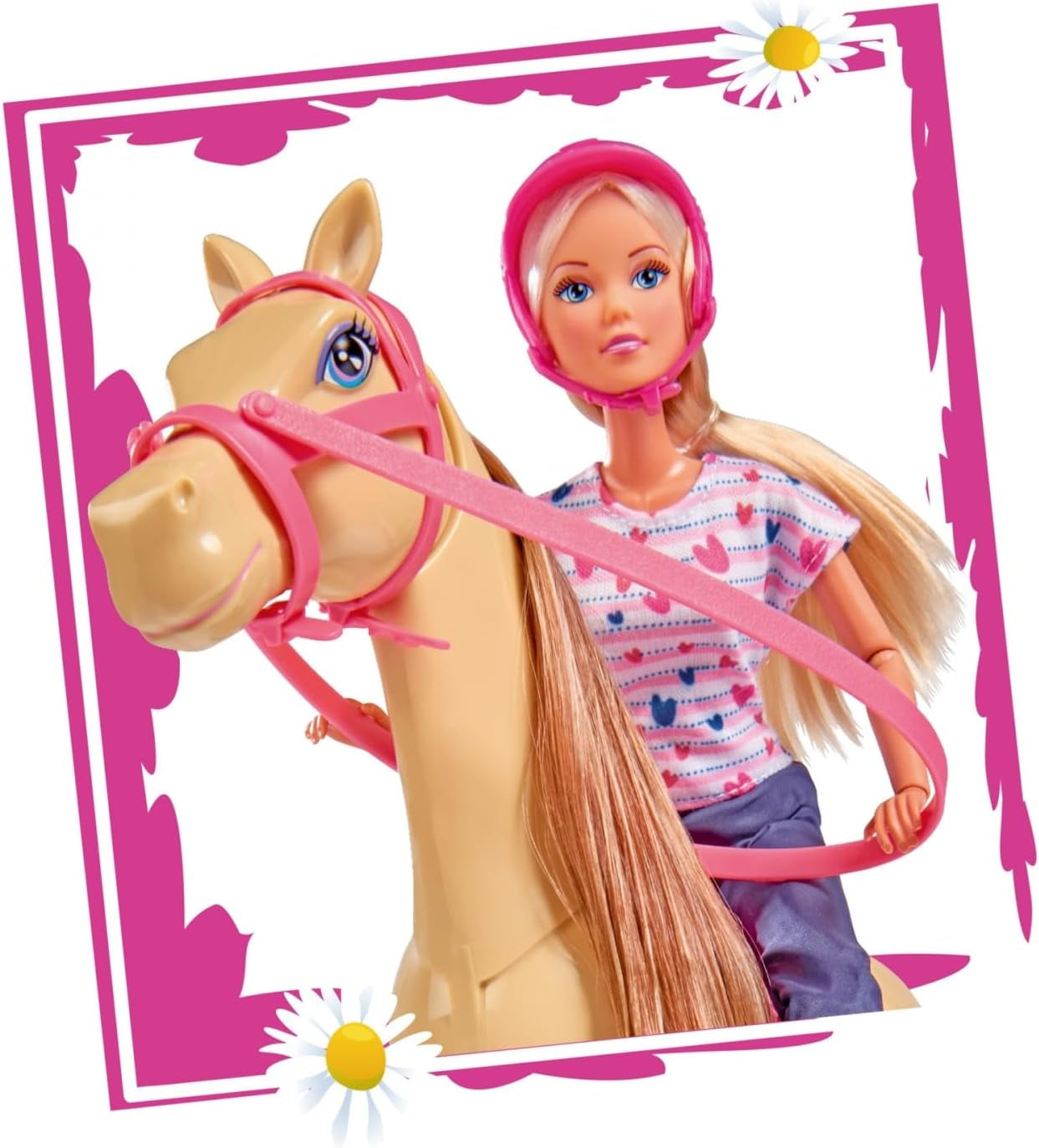 Simba 105730939 - Steffi Love strój do jazdy konnej 2 konie, w pełni przegubowa lalka modowa 29 cm dla dzieci w wieku 3 lat i starszych