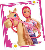Simba 105730939 - Steffi Love strój do jazdy konnej 2 konie, w pełni przegubowa lalka modowa 29 cm dla dzieci w wieku 3 lat i starszych