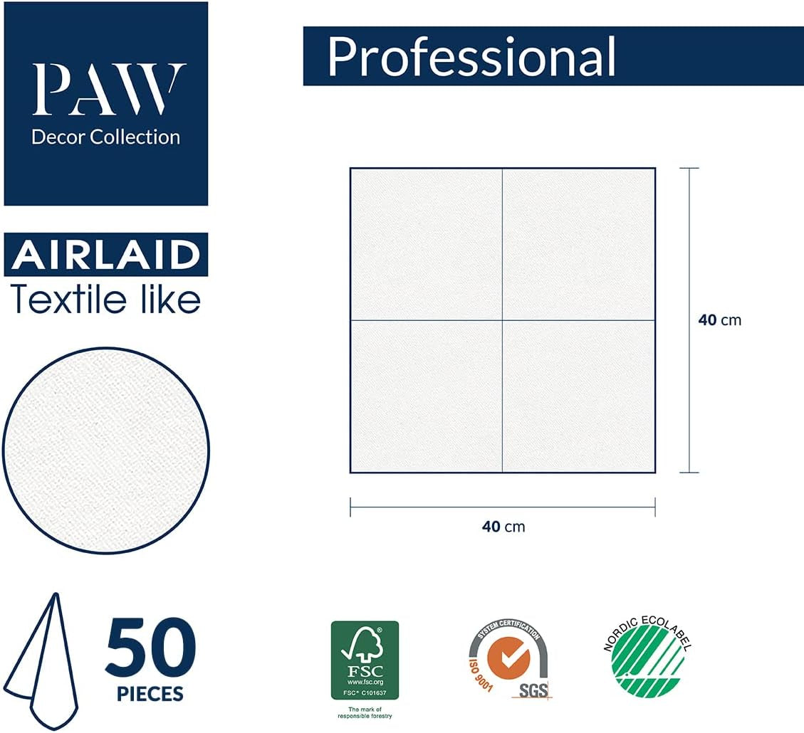 PAW - Serwetki Airlaid (40 x 40 cm) I 50 sztuk I Idealne na Boże Narodzenie, zimę, święta I Dekoracje stołu wigilijnego I Serwetki Airlaid Gałązki zimowe I Gałęzie zimowe