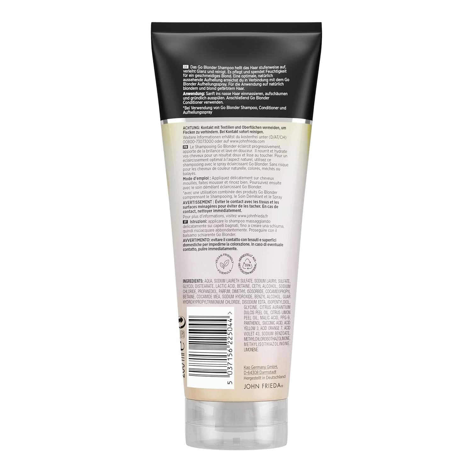 John Frieda Sheer Blonde Go Blonder Szampon, 250 ml pod prysznic i do kąpieli Naty Shop
