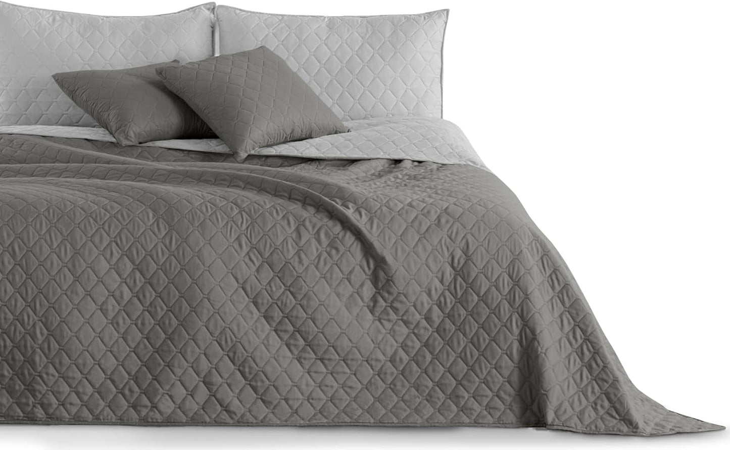 Narzuta Decoking 200 x 220 cm Grafit Antracyt Srebrnoszary Dwustronna narzuta łatwa w utrzymaniu Axel Łóżka i koce Besuche den DecoKing-Store Axel Stahl Srebrny 200 x 220 cm