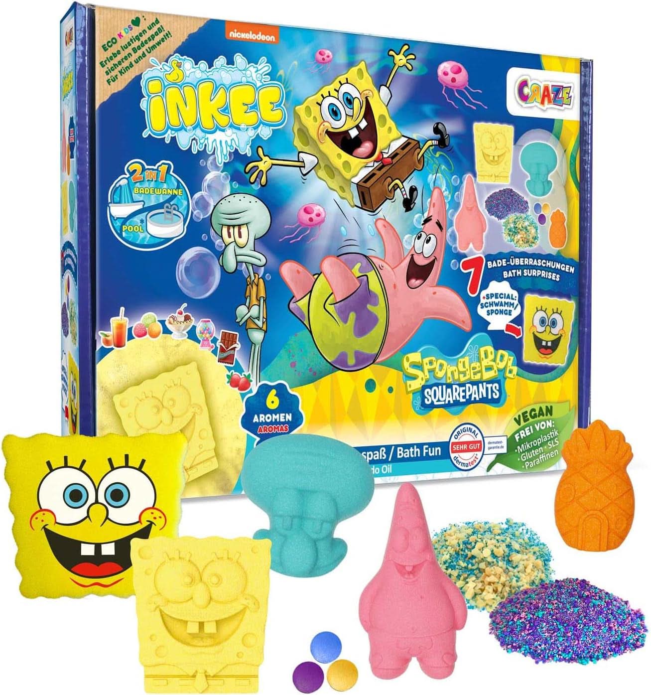 INKEE Spongebob niespodzianka bomba do kąpieli dla dzieci Spongebob Kanciastoporty kolekcjonerska 80 gramów Naty Shop SpongeBob zestaw do kąpieli dla dzieci