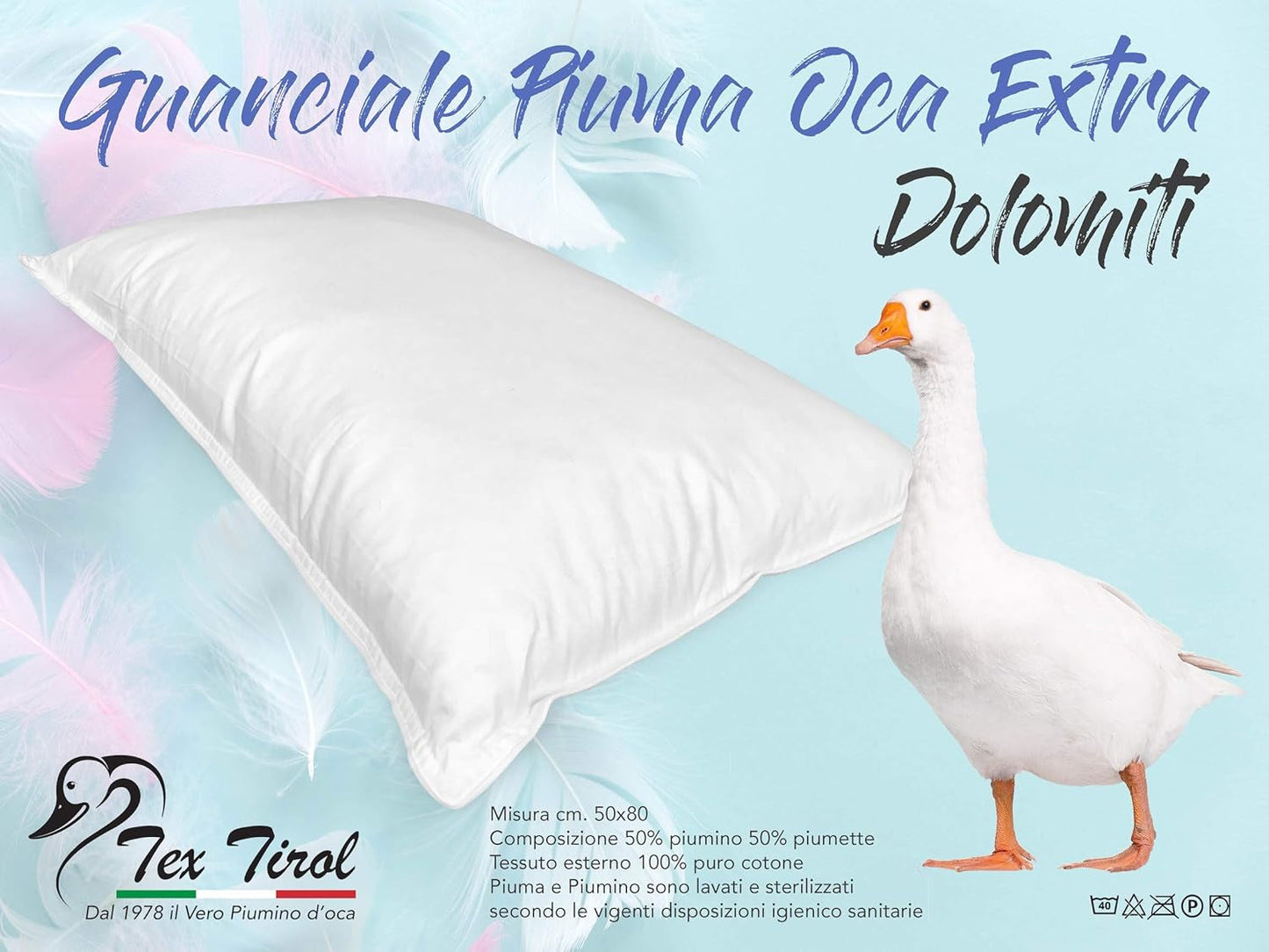 Poduszka Dolomiti Tex Tirol, puch, puch gęsi Naty Shop standardowe poduszki