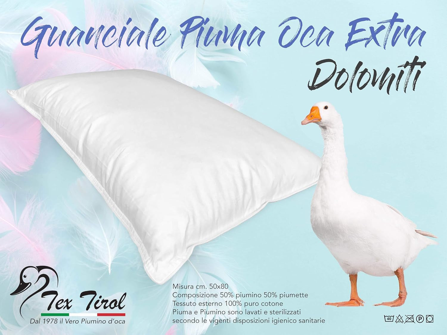 Poduszka Dolomiti Tex Tirol, puch, puch gęsi Naty Shop standardowe poduszki